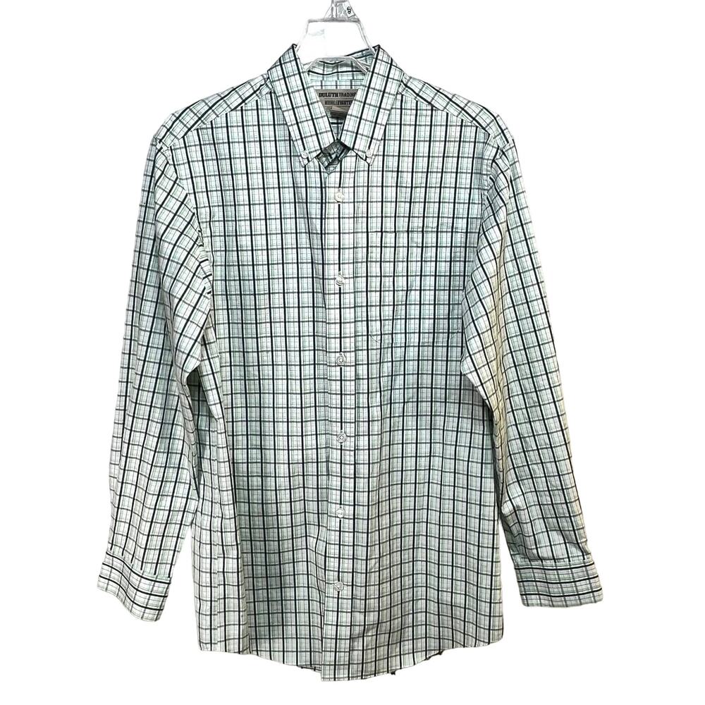 Duluth Trading Co. Wrinklefighter Shirt Relaxed Fit Men's Small Green Plaid L/S